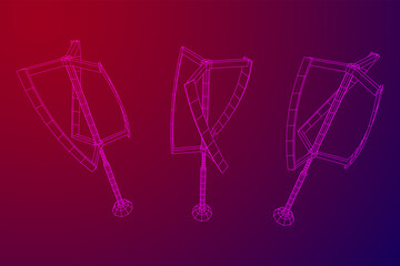 Darrieus wind turbine. Windmill generator wireframe low poly mesh. Vector illustration