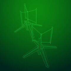 Darrieus wind turbine. Windmill generator wireframe low poly mesh. Vector illustration