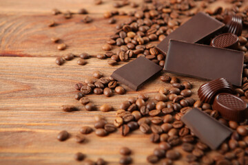 coffee beans and chocolate on the table