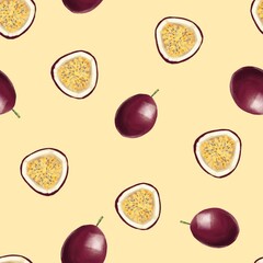 seamless fruits background. Digital pattern, design for packaging, wallpaper, fabric and textile 