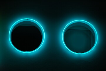 neon blue circles