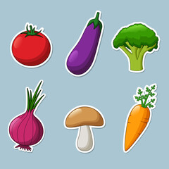 Set of vegetable stickers. vector illustration