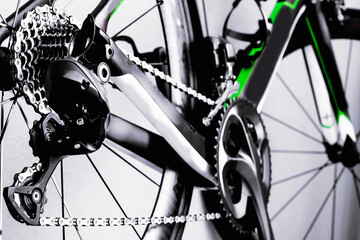 details bicycle chain wheel frame
