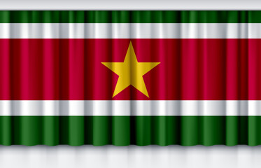 Flag of Suriname on silk curtain, stage performance event ceremony show illustration