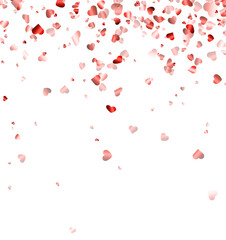 Red hearts confetti pattern background.