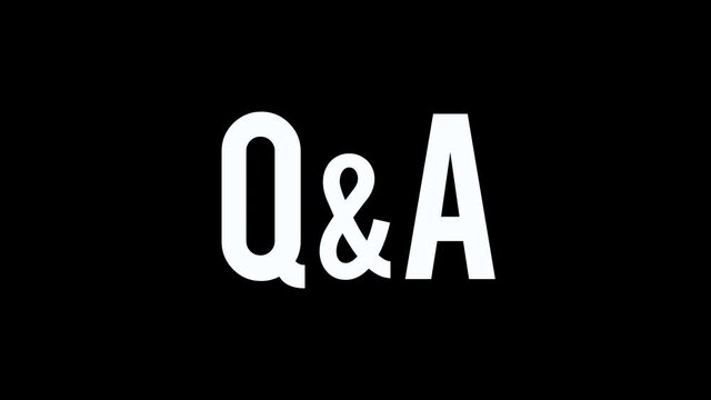 Glitched text questions and answers concept Q and A design motion graphic. Distorted glitch style modern background. Available in 4K FullHD video render footage
