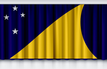 Flag of Tokelau on silk curtain, stage performance event ceremony show illustration