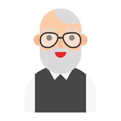 Elderly Man avatar flat icon, vector illustration
