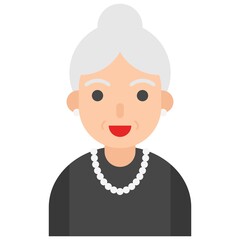 Elderly Woman avatar flat icon, vector illustration