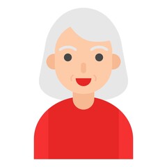 Elderly Woman avatar flat icon, vector illustration