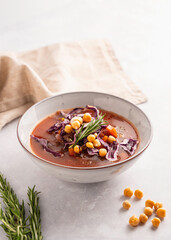 Bowl of Italian vegetable tomato chickpea soup