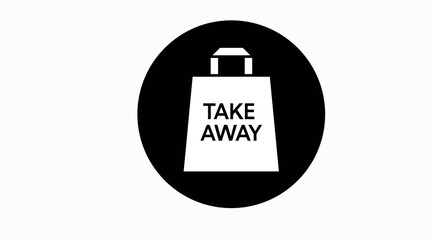 Vector Isolated Black and White Take Away Bag Icon or Sign