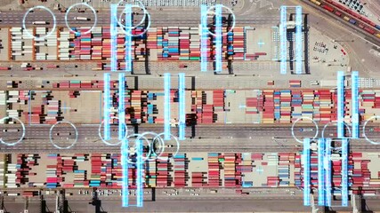 Port Container yard concept, based on real footage with Truck and Crane tracking overlay. - Powered by Adobe