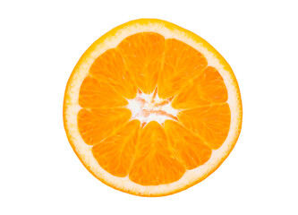Slice of fresh orange with clipping path isolated on white background.