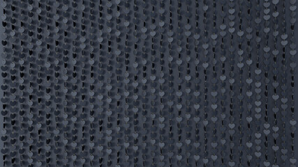 Beautiful glamour black heart wall on black background. Glitter Valentine's