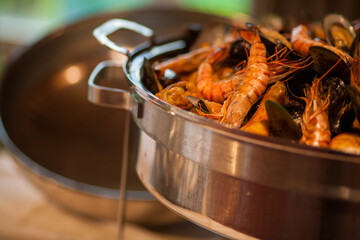 Red shrimps gourmet wild ocean jumbo shrimps. High quality photo