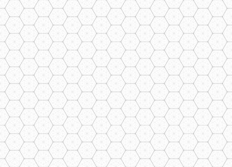 Vector lines seamless texture of hexagons, divided by dotted lines. Board game. Playing paper. White background