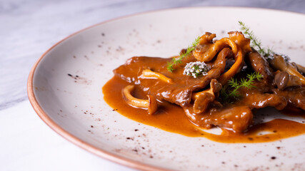 Fricandó, traditional spanish tapa from Cataluña and Barcelona. Premium beef dish.