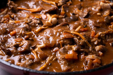 Fricandó, traditional spanish tapa from Cataluña and Barcelona. Premium beef dish.