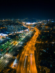 Aerial view panoramic city in the night