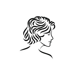 young beauty model girl  female women line art outline logo vector illustration short hair stylish 
