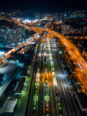 Fototapeta na wymiar Aerial view railway in the night