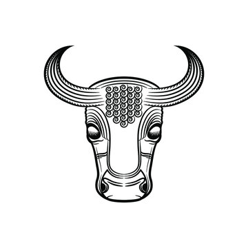 Vector modern beautiful illustration of a stylized bull head. Figure isolated on a white background. 