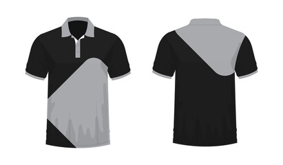 T-shirt Polo grey and black template for design on white background. Vector illustration eps 10.