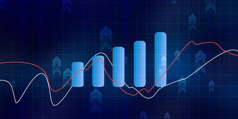 2d rendering Stock market online business concept. business Graph 