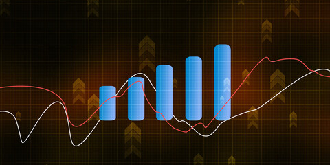 2d rendering Stock market online business concept. business Graph 