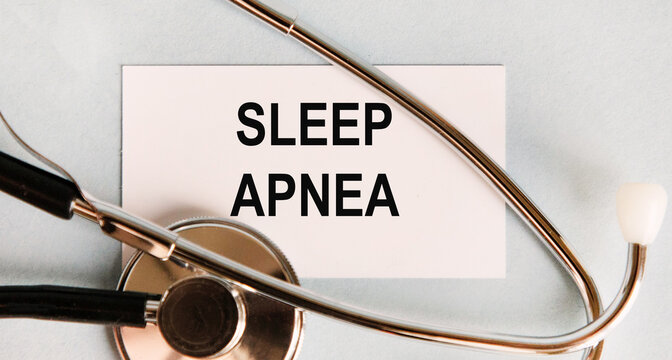 On the card text SLEEP APNEA, next to the stethoscope.