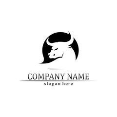 Bull horn and buffalo logo and symbols template icons app vector logo