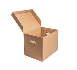 Cardboard box isolated on a white background.