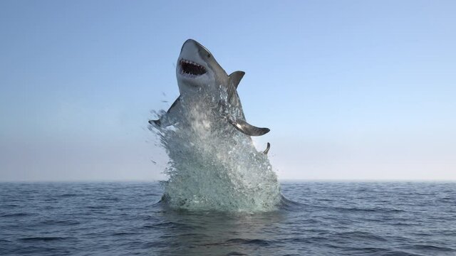 Shark jump out of water, stop motion effect
