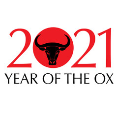 red black year of the ox Chinese new year typography graphic