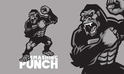 angry gorilla sports logo mascot vector illustration