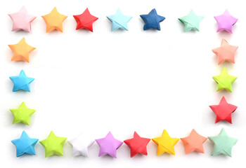 Colorful origami lucky stars border