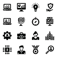 
Pack of Online Analytics Glyph Icons 
