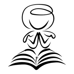 Fototapeta premium child prays to god over open bible