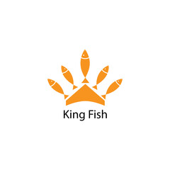 king salmon logo fish crown design vector illustration