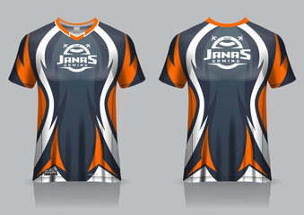 Esport gaming t shirt jersey template, uniform, front and back view © janasstudios