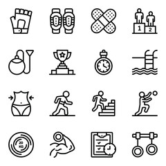 
Pack of Fitness Linear Icons 

