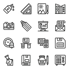 
Pack of Workplace and Office Supplies Linear Icons
