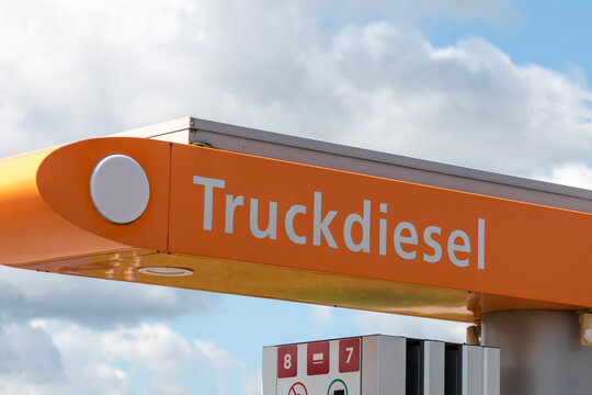Truckdiesel sign. Circle K Gas Station. Latvia, Riga, August 01, 2020