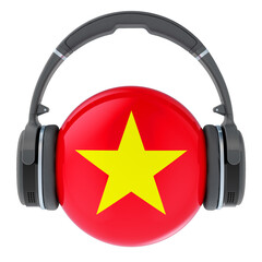 Headphones with Vietnamese flag, 3D rendering