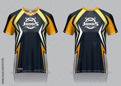 Download Esport Gaming T Shirt Jersey Template Uniform Front And Back View Wall Mural Janasstudios