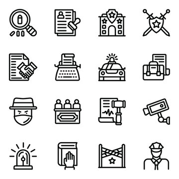 
Pack of Law and Order Linear Icons 
