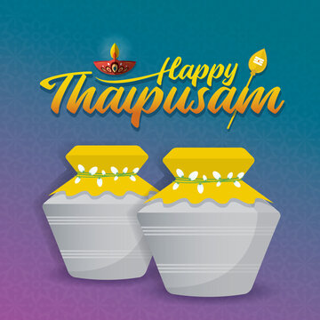 Thaipusam or Thaipoosam - A festival celebrated by the Tamil community. Paal kudam (milk pot offerings) in flat vector illustration.