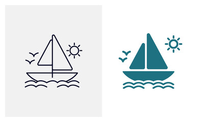 Ship icon vector template, Travel design icon concepts, Creative design