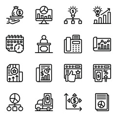 
Pack of Business Statistics Linear Icons 

